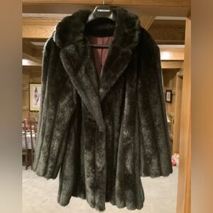 Dark brown, Faux Mink Fur Coat
